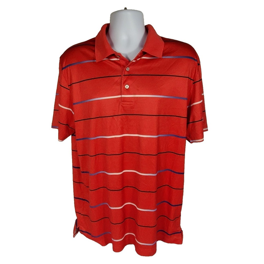 PGA Tour Golf Polo Shirt Men's XL Pro Series Red Striped